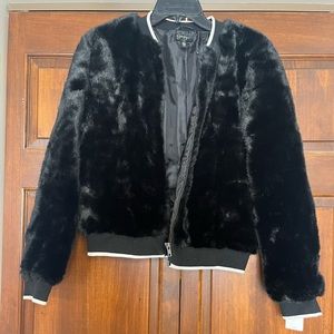 Jessica Simpson Black Fur Coat, size Medium
